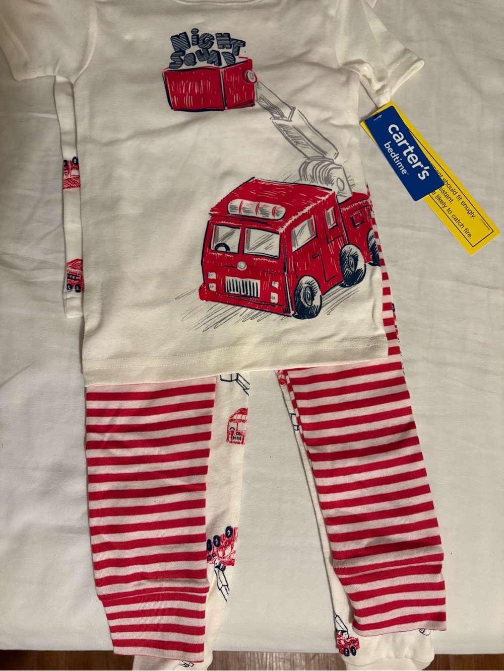 Carter's White and Red Fire Truck Pajama Set